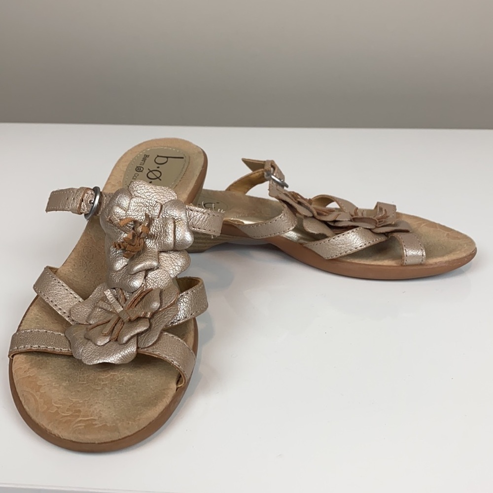 BOC Juniper Leather Flower Detail Slide Sandals Size 6 Artsy